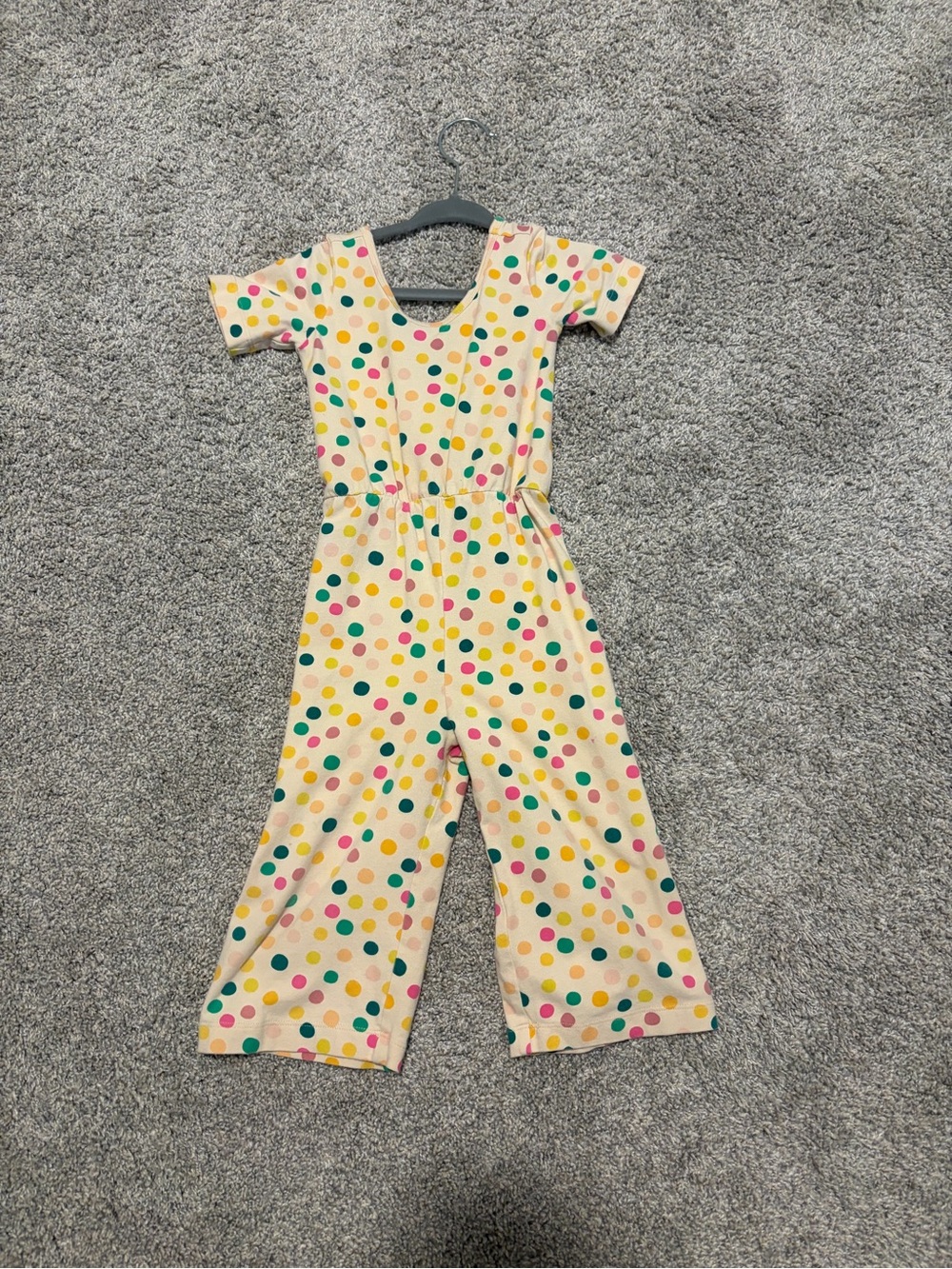 Alice and Ames Girls Cream Polka Dot Jumpsuit